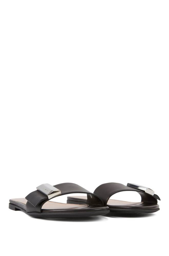 Hugo Boss Calf-leather slides Svarte | UT1gUdxF