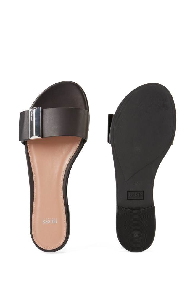 Hugo Boss Calf-leather slides Svarte | UT1gUdxF