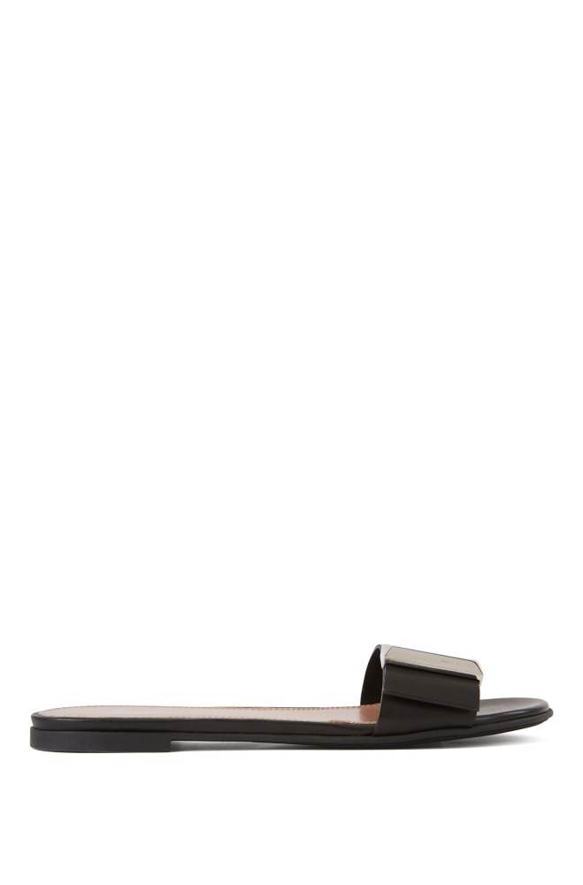 Hugo Boss Calf-leather slides Svarte | UT1gUdxF