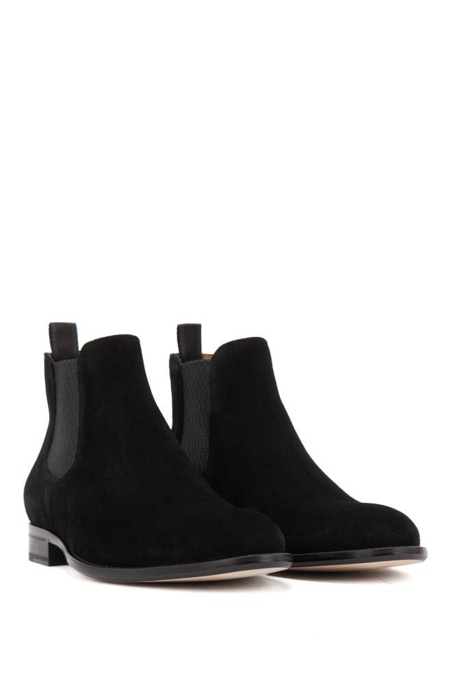 Hugo Boss Calf-suede Chelsea boots Svarte | 3GPGyBK0