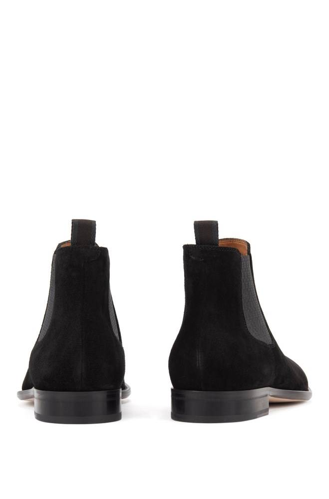 Hugo Boss Calf-suede Chelsea boots Svarte | 3GPGyBK0