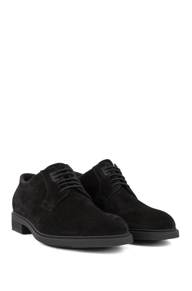 Hugo Boss Calf-suede Derby shoes Svarte | EwUrzIKp