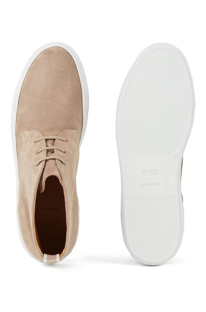 Hugo Boss Calf-suede desert boots Beige | NcQazSdh