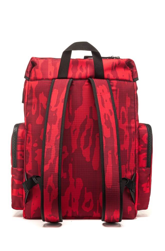 Hugo Boss Camouflage-print backpack Mørke Rød | TVMh5K2s