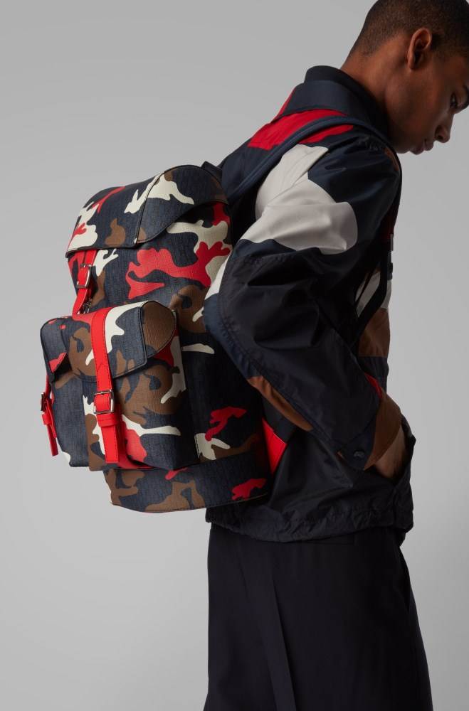 Hugo Boss Camouflage-print backpack Patterned | rFOMptHu