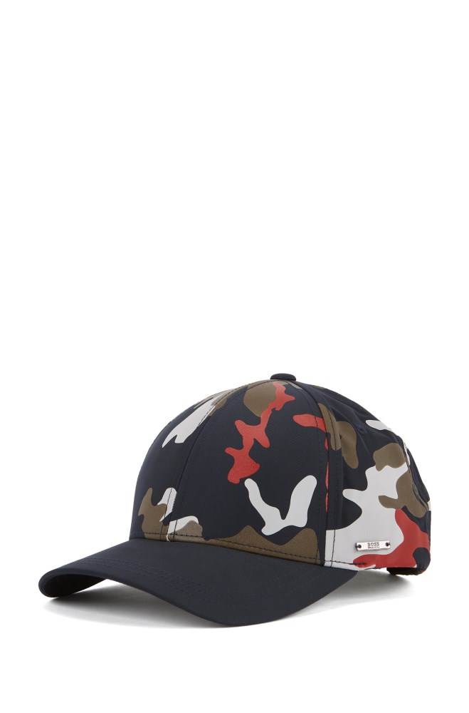 Hugo Boss Camouflage-print cap Mørke Blå | JWIumCA5