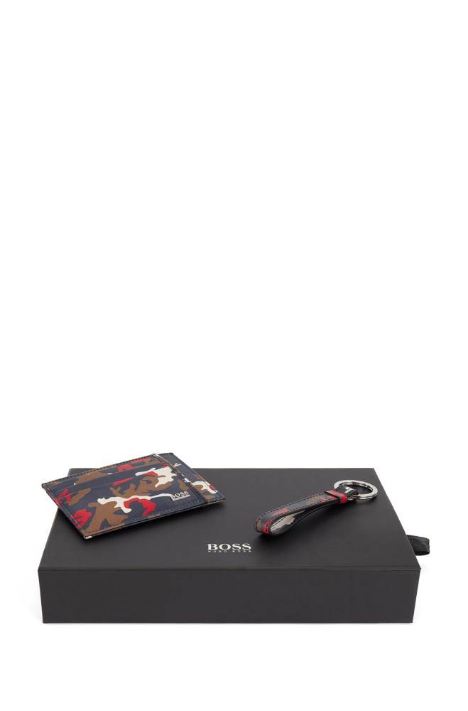 Hugo Boss Camouflage-print leather card holder and key ring set Patterned | wpQc4YlQ