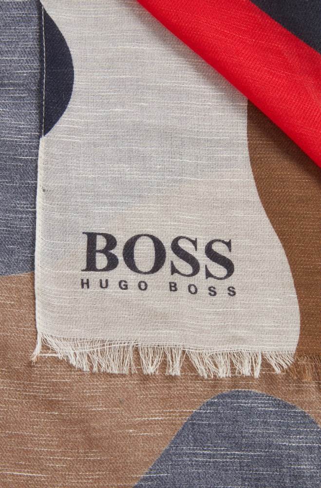 Hugo Boss Camouflage-print scarf Mørke Blå | CwQ4WBDF