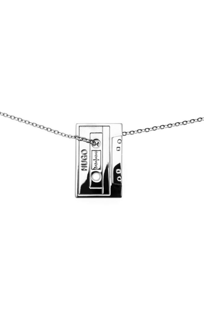 Hugo Boss Cassette-tape pendant on chain necklace Sølv | 5xXDVNec