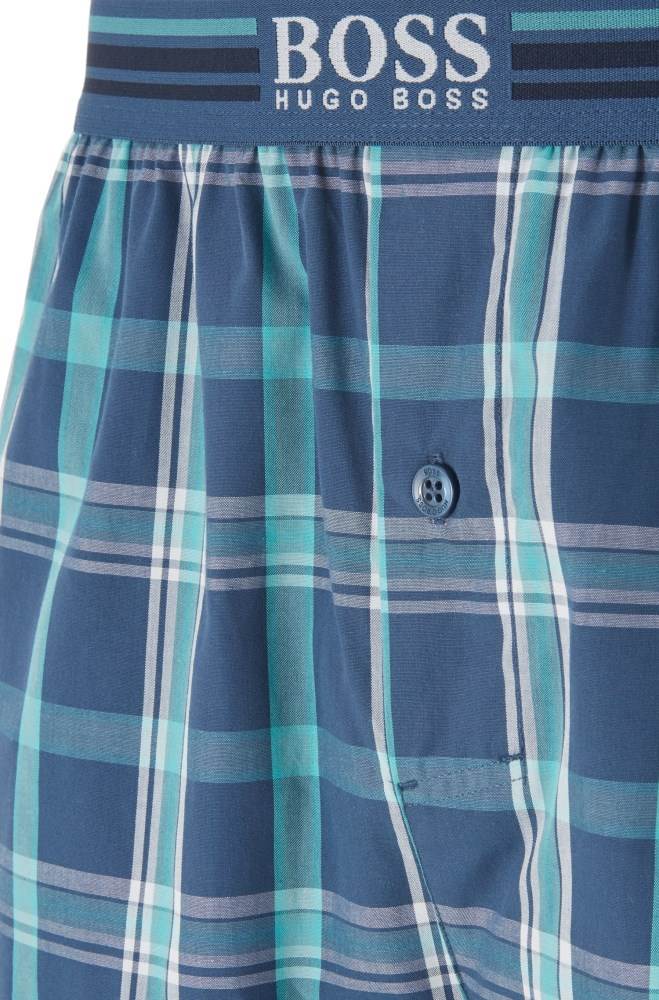 Hugo Boss Checked cotton pyjama shorts Blå | MHKYCfeW