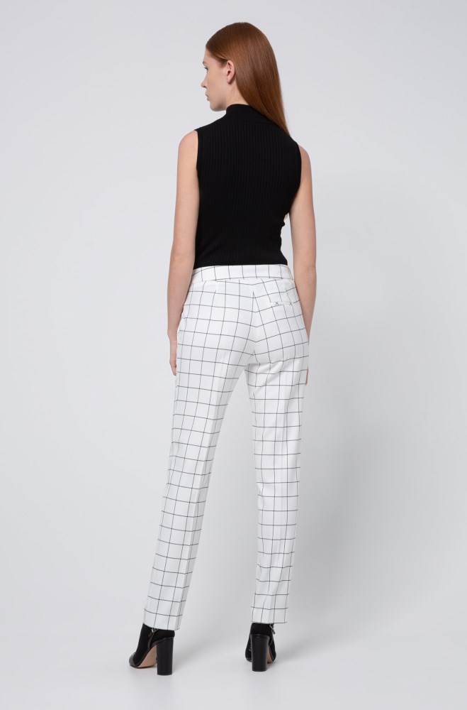 Hugo Boss Checked regular-fit trousers Natural | k8obj7dY