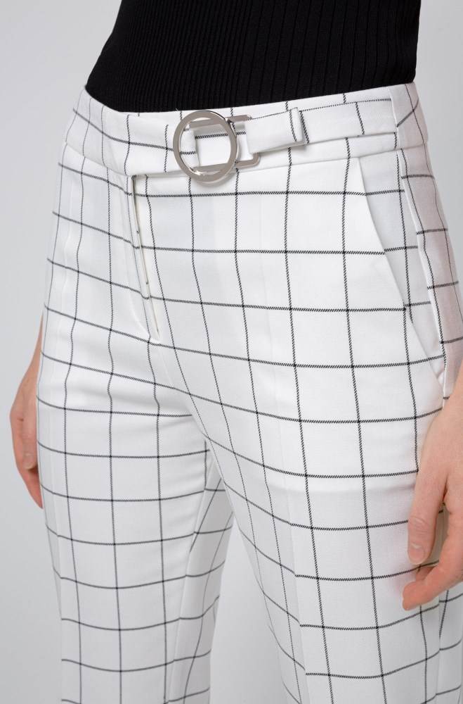 Hugo Boss Checked regular-fit trousers Natural | k8obj7dY