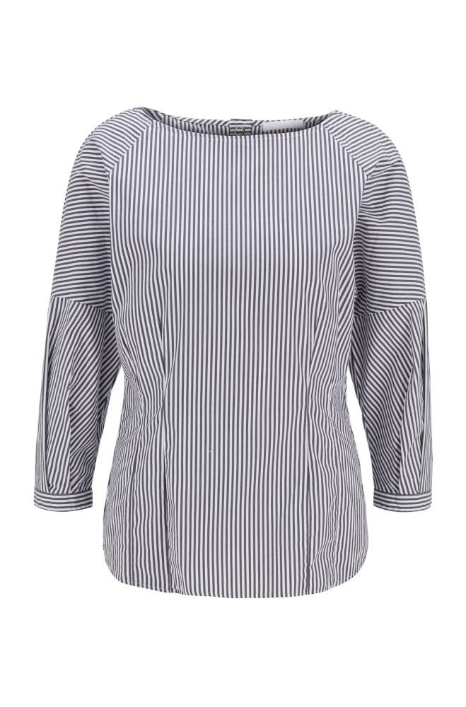 Hugo Boss Collarless blouse Mørke Blå | q0yXSezJ