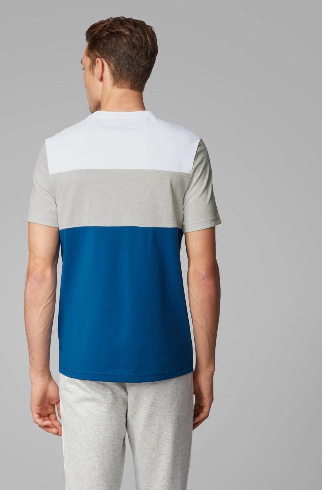 Hugo Boss Colour-block T-shirt Blå | objwNRoA