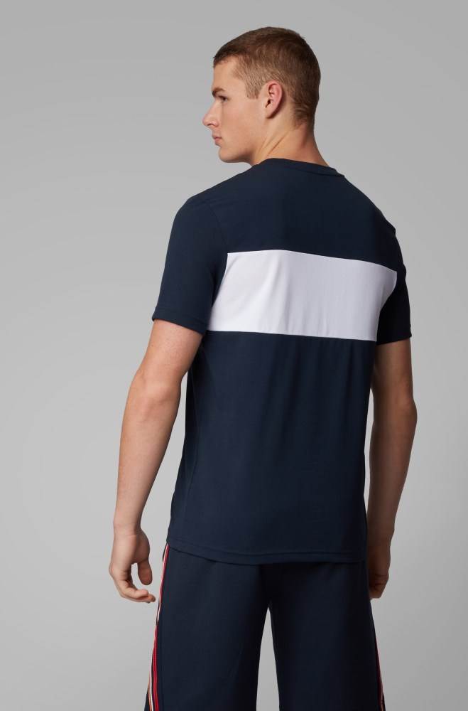 Hugo Boss Colour-block T-shirt Mørke Blå | BTvNOAzP