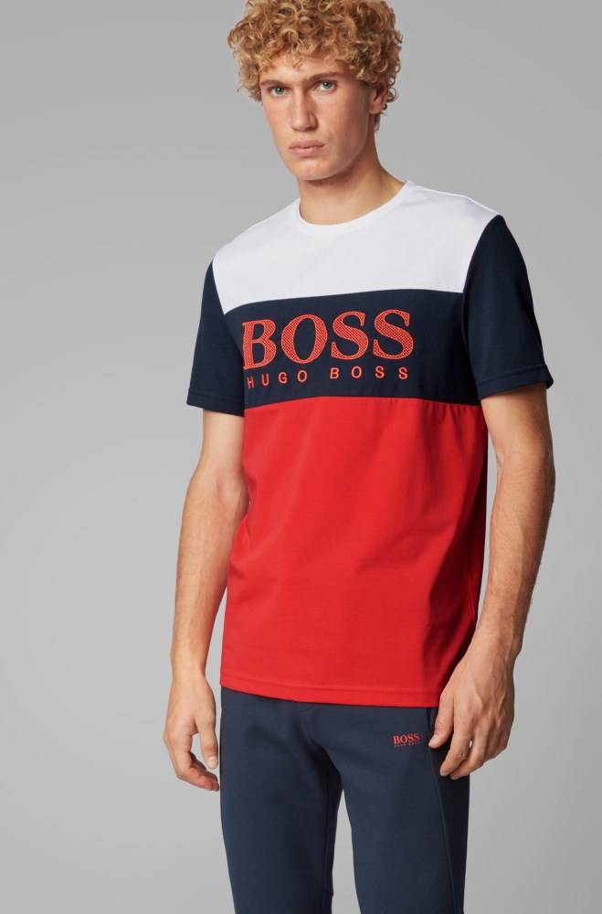 Hugo Boss Colour-block T-shirt Rød | CMclqX0L