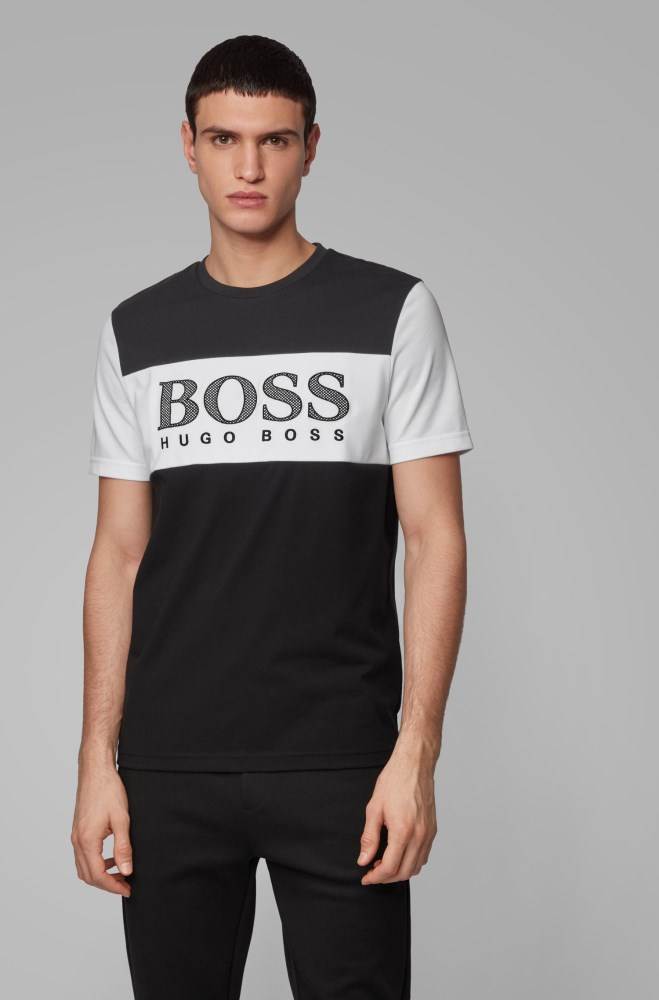 Hugo Boss Colour-block T-shirt Svarte | 5CCWQl6l