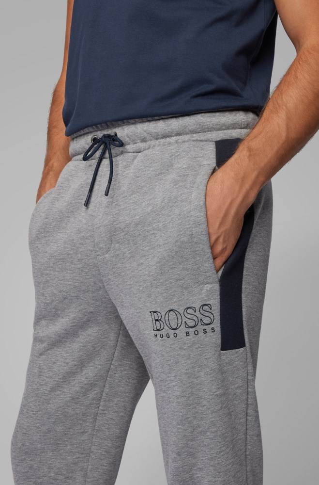 Hugo Boss Colour-block fleece loungewear trousers Mørke Blå | fn9EoZFm