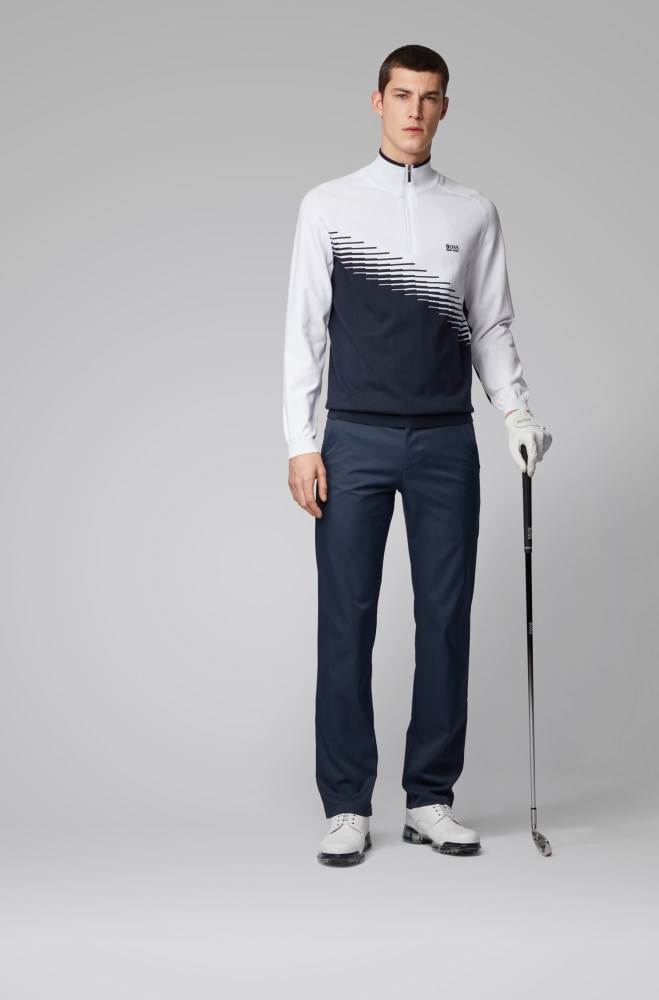 Hugo Boss Colour-block golf sweater Mørke Blå | gd1JyZRW