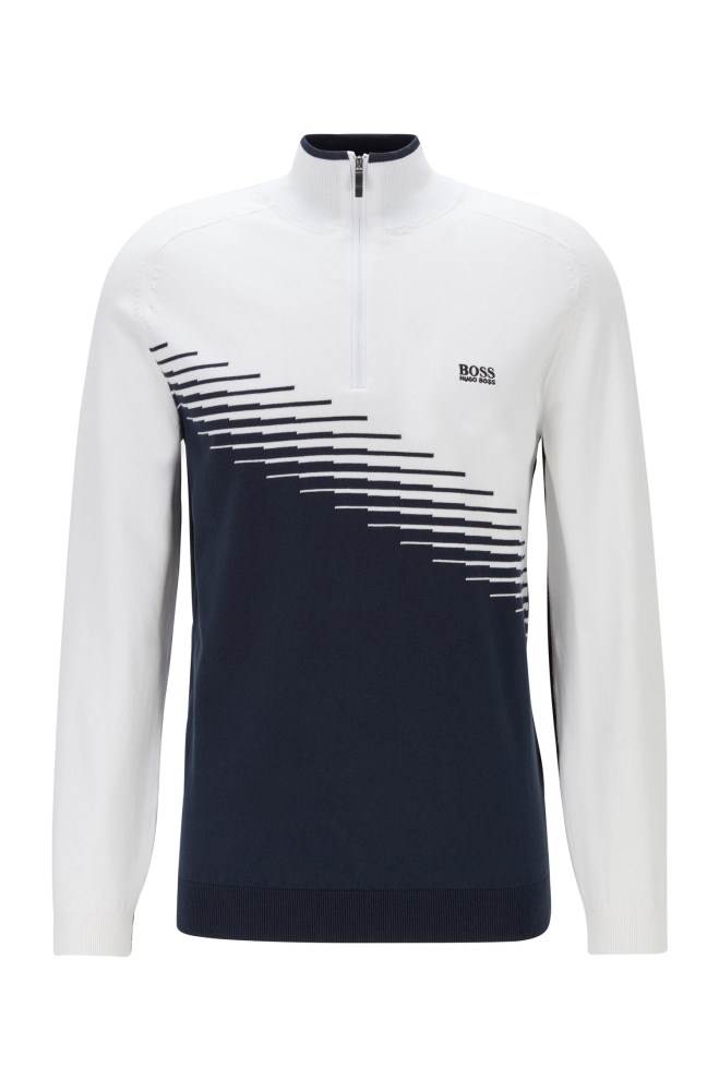 Hugo Boss Colour-block golf sweater Mørke Blå | gd1JyZRW