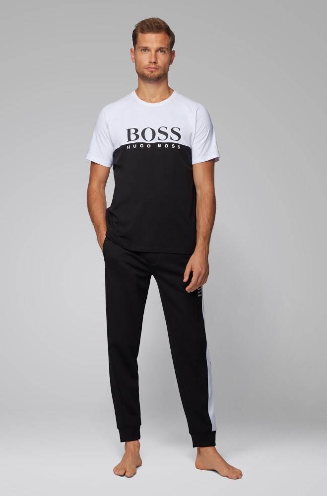 Hugo Boss Colour-block loungewear T-shirt Svarte | yxZH5pLr