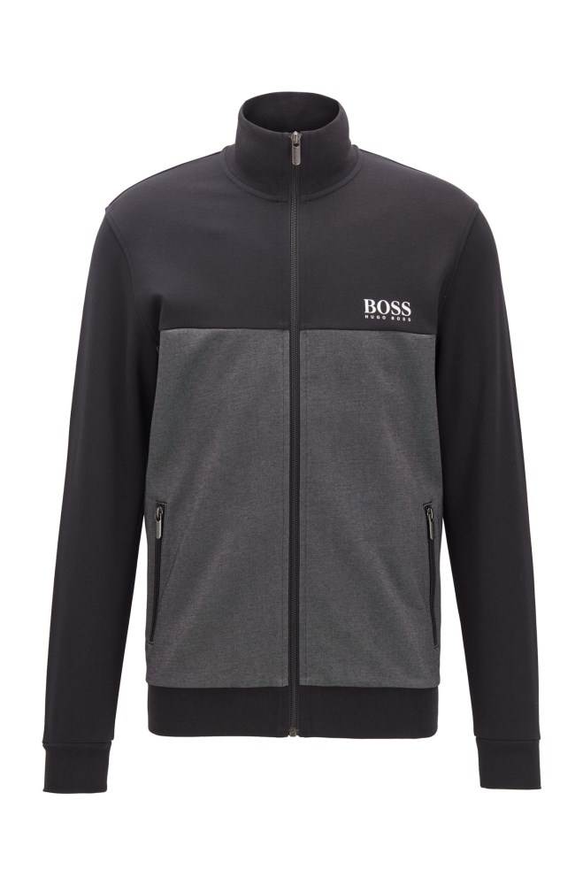 Hugo Boss Colour-block loungewear jacket Svarte | ZaPOeOLF