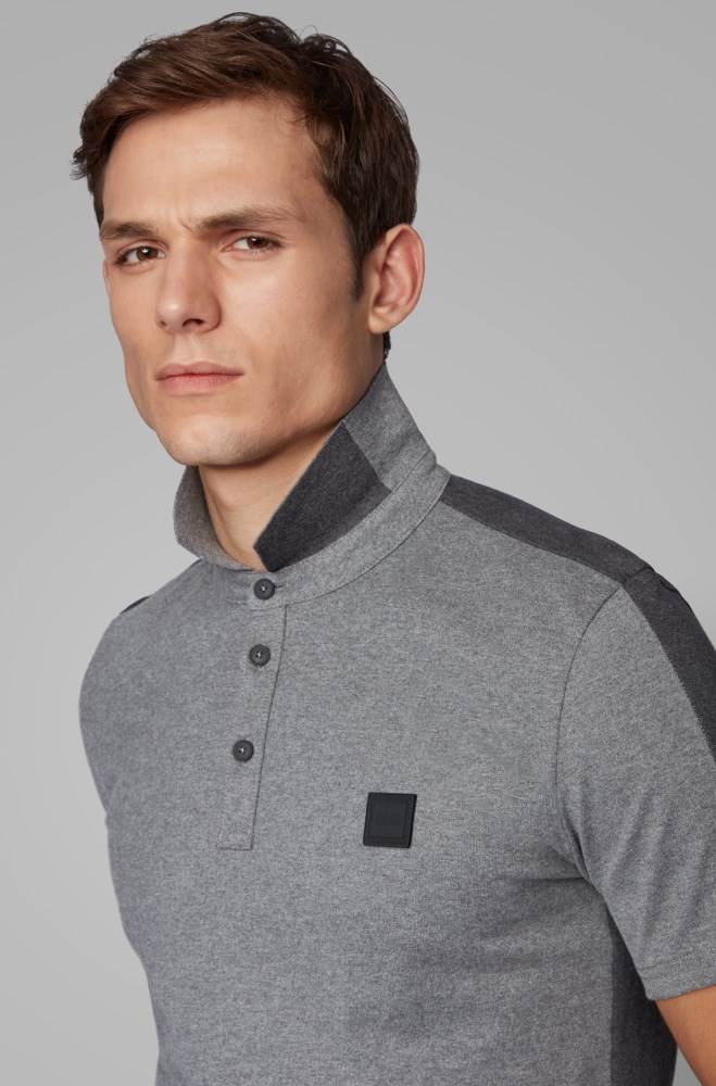 Hugo Boss Colour-block polo shirt Grå | 1dtAsNRq