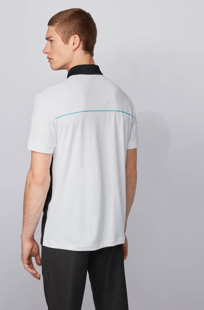 Hugo Boss Colour-blocked polo shirt Svarte | L5Xg7DfT