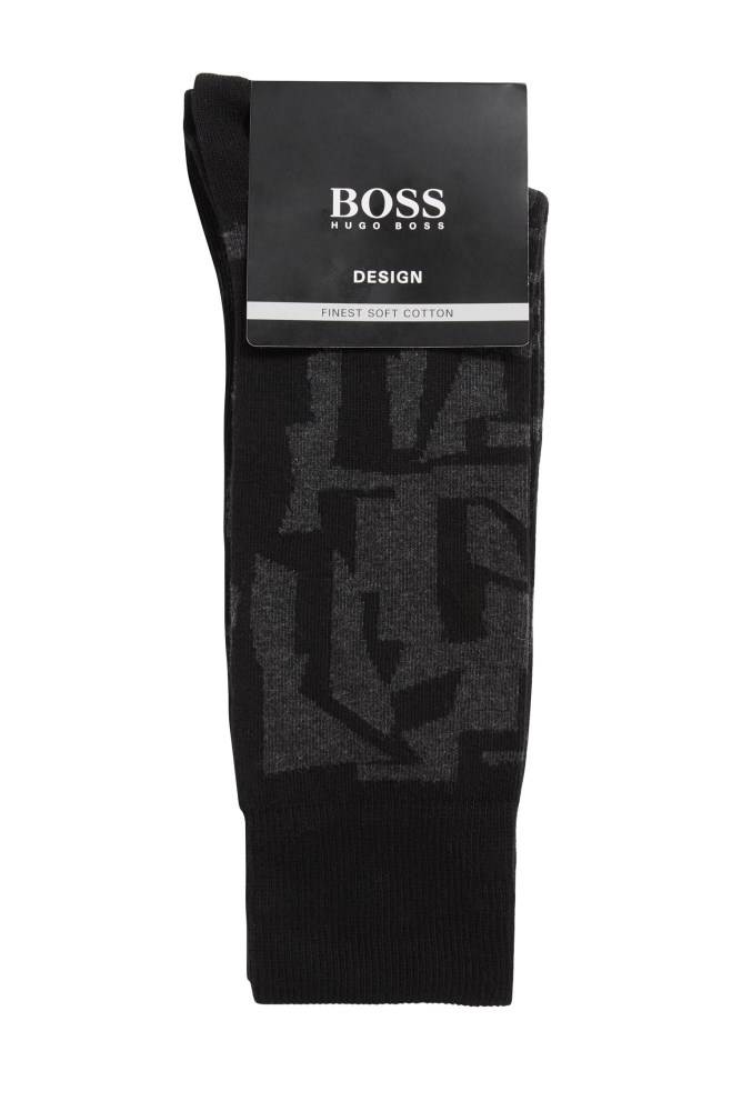 Hugo Boss Combed cotton-blend socks Svarte | T6lxedCo