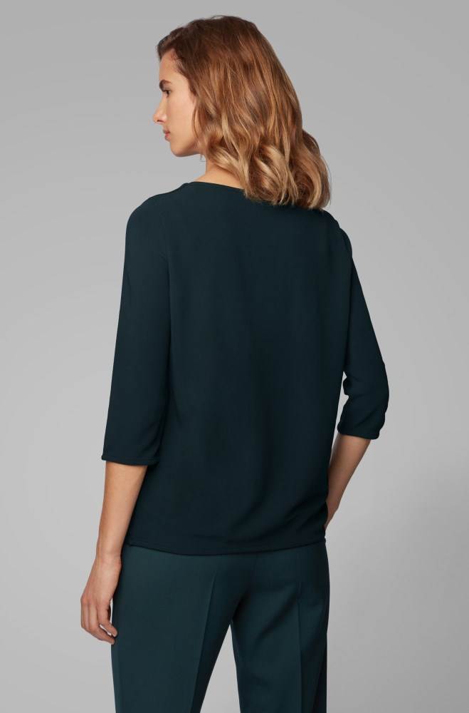 Hugo Boss Crepe jersey top Mørke Grønn | T6shfggh