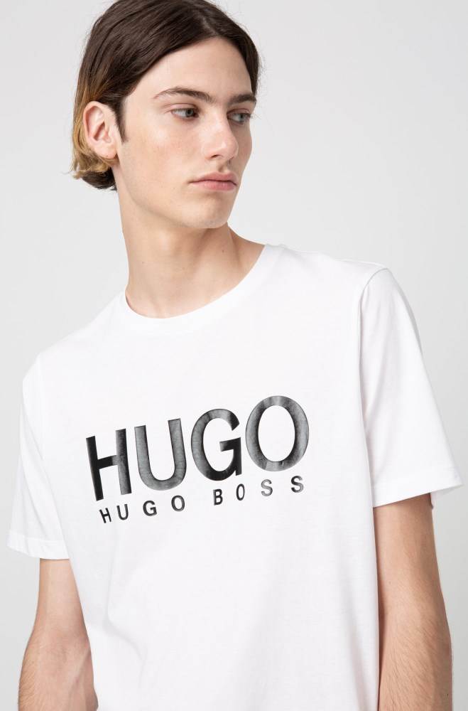 Hugo Boss Crew-neck T-shirt Hvite | M8dm3A9o