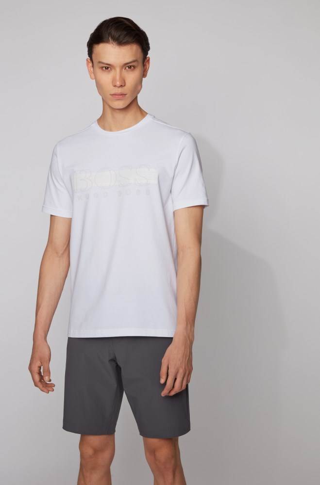 Hugo Boss Crew-neck T-shirt Hvite | TPeeh4dR