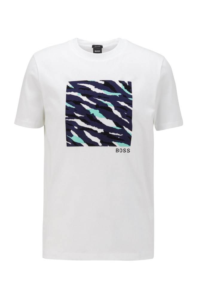 Hugo Boss Crew-neck T-shirt Hvite | sU1F76QP