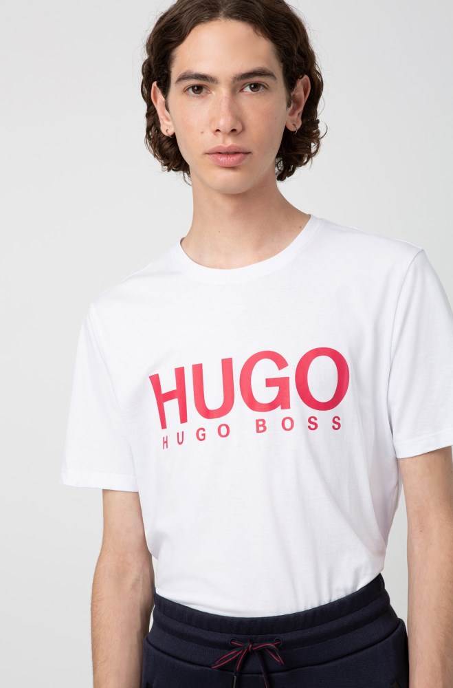 Hugo Boss Crew-neck T-shirt Hvite | wHckYrOa