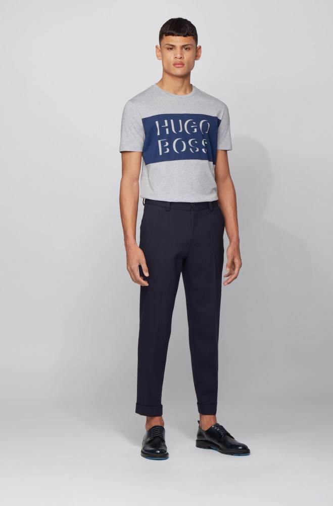 Hugo Boss Crew-neck T-shirt Lyse Grå | jmKcJGo9