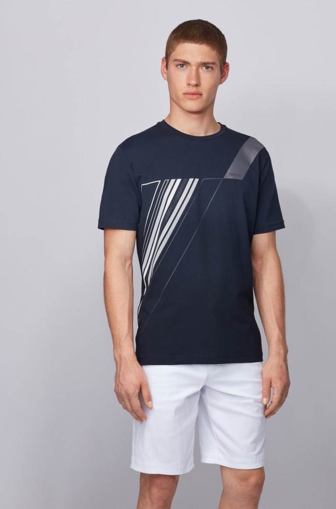 Hugo Boss Crew-neck T-shirt Mørke Blå | 1hN9YJG9