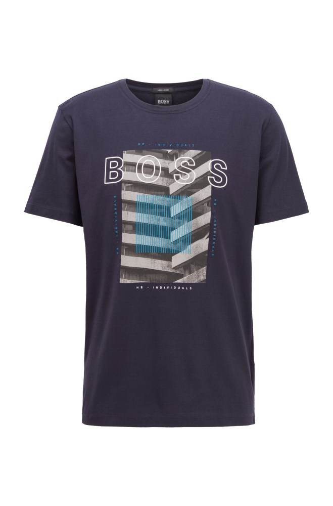 Hugo Boss Crew-neck T-shirt Mørke Blå | Pw2KDOND