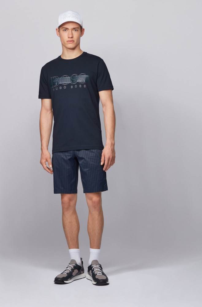 Hugo Boss Crew-neck T-shirt Mørke Blå | hfIOcSFe