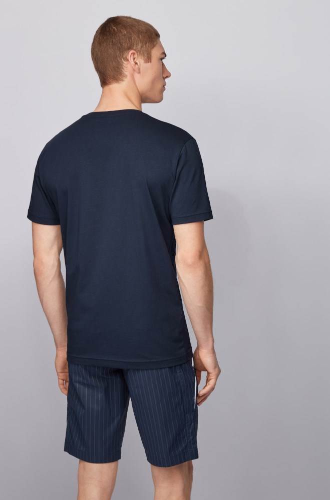 Hugo Boss Crew-neck T-shirt Mørke Blå | hfIOcSFe