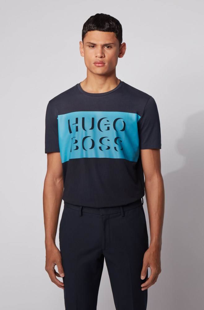 Hugo Boss Crew-neck T-shirt Mørke Blå | oSf1Lis0