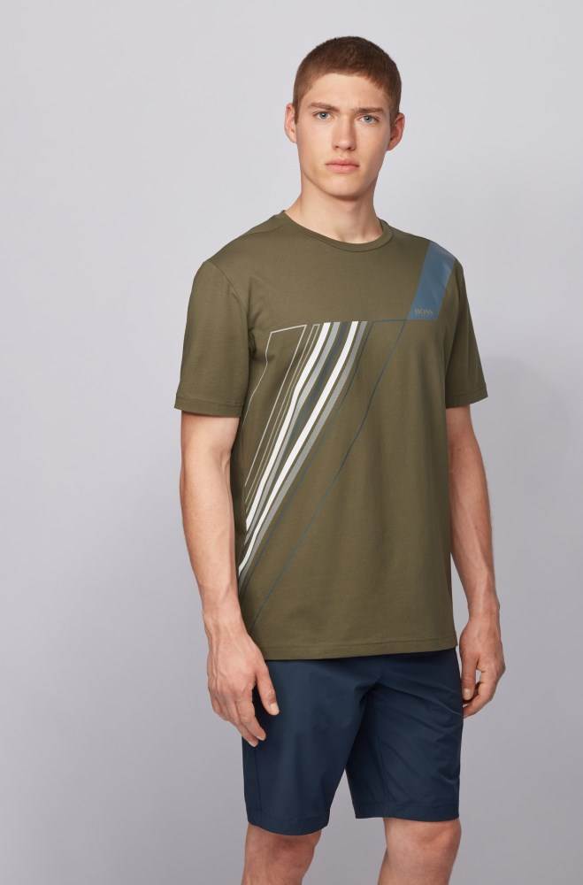 Hugo Boss Crew-neck T-shirt Mørke Grønn | pC9bs1Q0