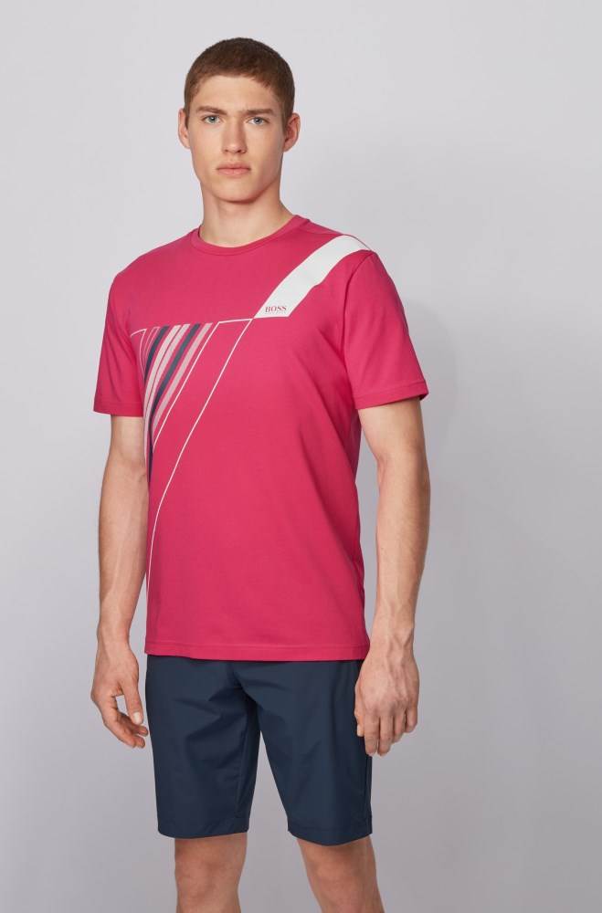 Hugo Boss Crew-neck T-shirt Rosa | njUSaxiD