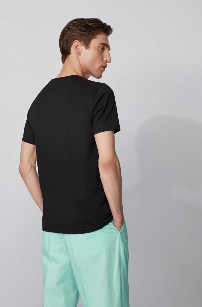 Hugo Boss Crew-neck T-shirt Svarte | faubfvnb