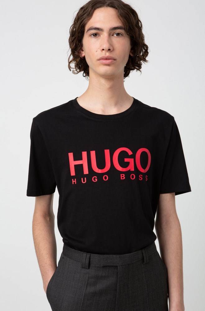 Hugo Boss Crew-neck T-shirt Svarte | wsUZDoYJ