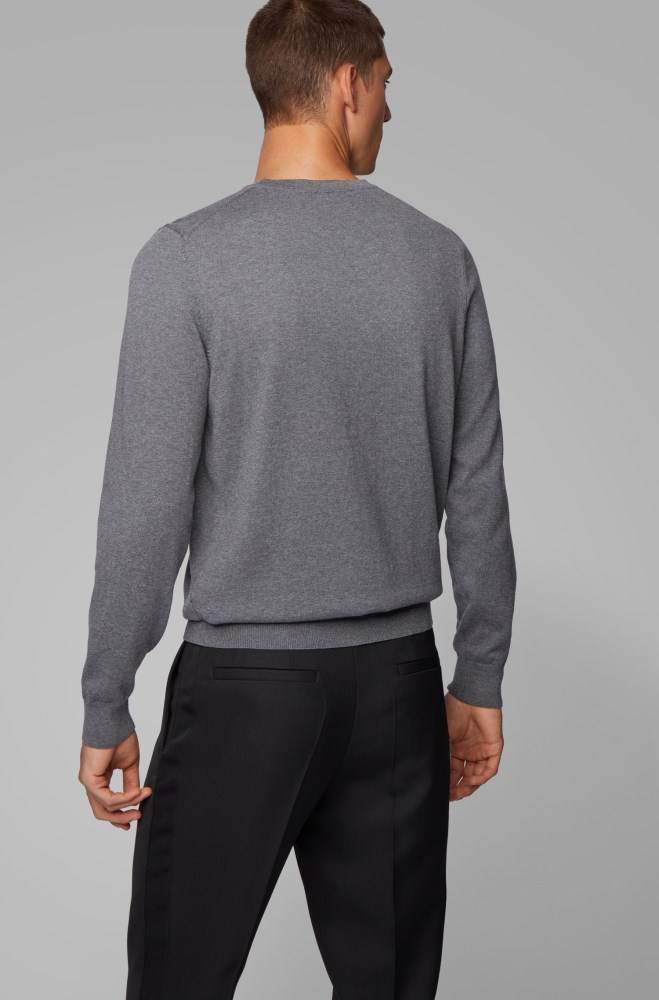 Hugo Boss Crew-neck knitted sweater Grå | 14pOTpaX