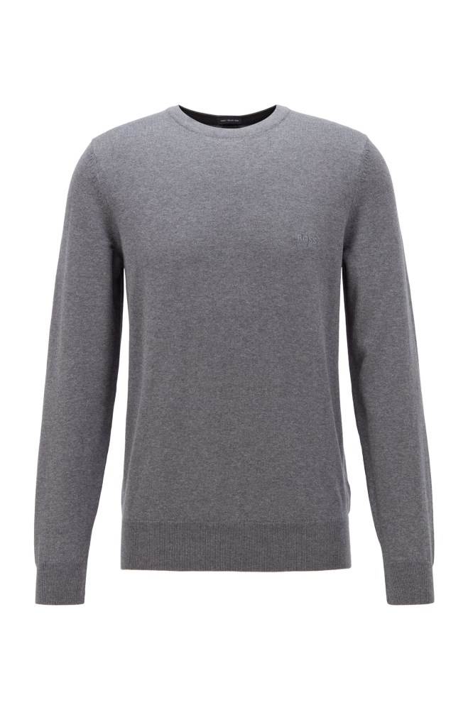 Hugo Boss Crew-neck knitted sweater Grå | 14pOTpaX