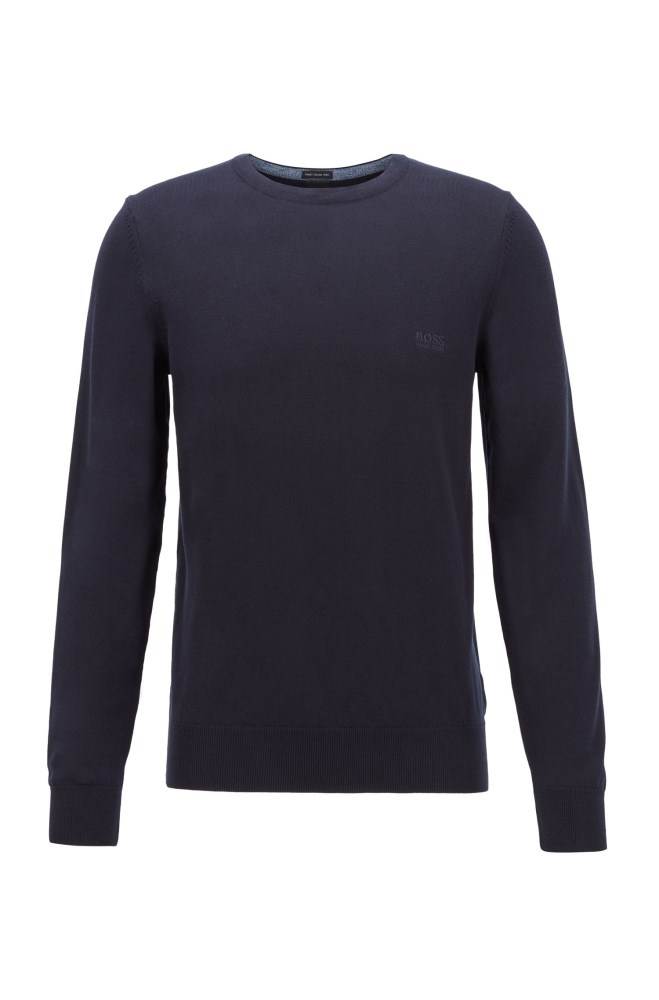 Hugo Boss Crew-neck knitted sweater Mørke Blå | pNWZ4epE