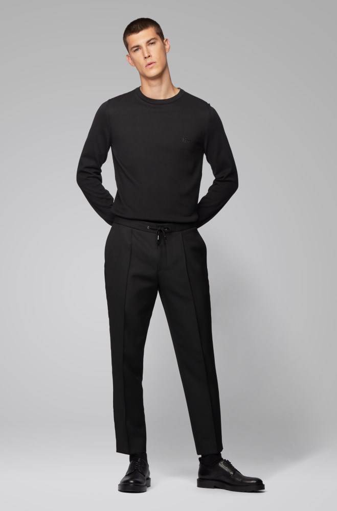 Hugo Boss Crew-neck knitted sweater Svarte | edMLOMms