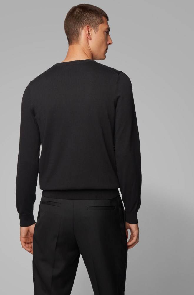 Hugo Boss Crew-neck knitted sweater Svarte | edMLOMms