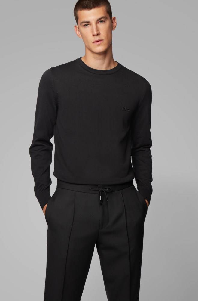 Hugo Boss Crew-neck knitted sweater Svarte | edMLOMms